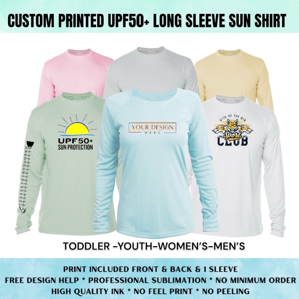 Custom Performance Long Sleeve Shirt UPF50+ Sun Protection, Women's, Men's, Youth, Toddler Shirt, Fishing Shirt, Company Shirt, Family Shirt