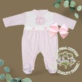 Baby Girl Coming Home Outfit, Pima Cotton Baby Footie Romper, Monogrammed Baby Outfit, Baby Pink Stripe footie, Newborn Outfit,