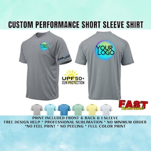 Custom Unisex Performance Short Sleeve Shirt UPF50+ SUN PROTECTION, Sun Shirt, Fishing Shirt, Company Shirt, UPF Shirt, Youth Tee, Adult Tee