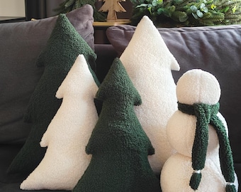 Handmade plush Christmas tree made of lamb material - a unique Christmas decoration, minimalist design, perfect for a gift