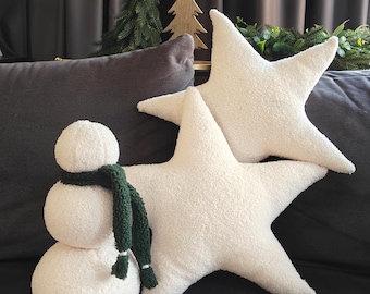 Handmade plush star made of lamb material - unique Christmas decoration, minimalist design, perfect for a gift
