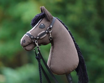 Hobby Horse Chestnut + Stick + Grullo Halter + Reins + Tether 100% Handmade