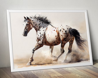 Watercolor Appaloosa Horse Portrait, Printable Animals, Modern Digital Poster, Download Wall Art, Digital Artwork, Animal Art, Home Decor