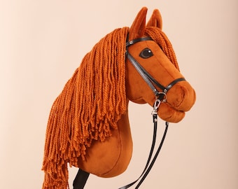 Hobby Horse Ginger Chestnut + Stick + Bridle 100% Handmade
