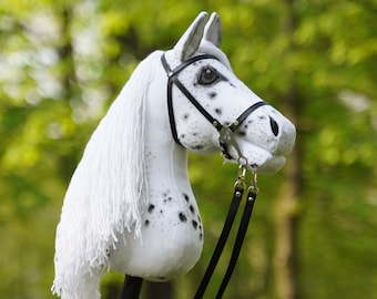 Hobby Horse Leopard Appaloosa + Stick + Hackamore Bridle 100% Handmade