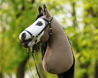 Hobby Horse Smoky Grullo + Stick + Hackamore Bridle 100% Handmade