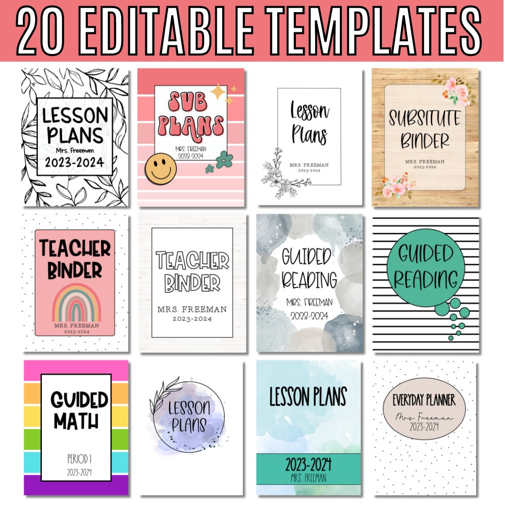 Editable Teacher Binder Cover Templates Etsy Editable Teacher Binder Cover Templates Etsy