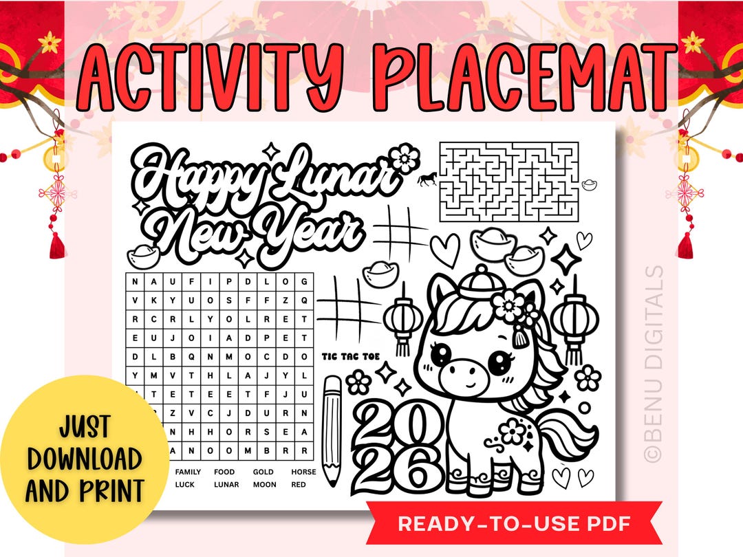 Instant PDF Download 2026 Lunar New Year Activity Placemat | Chinese ...