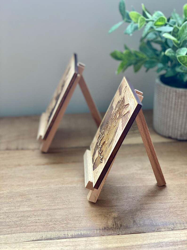 4x4 Laser Engraved Wood Photo Gift Custom Pet Portrait with Mini Easel Dog Cat Horse Pet Lover Gift
