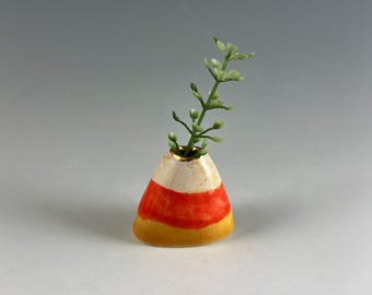 Handmade Ceramic Mini Vase | Candy Corn Pottery Vase