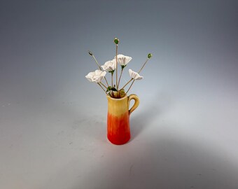 Handmade pottery mini vase | polymer clay flowers
