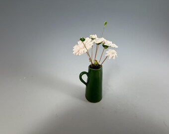 Handmade pottery mini vase | polymer clay flowers