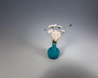 Handmade pottery mini vase | polymer clay flowers