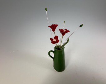 Handmade pottery mini vase  | polymer clay flowers