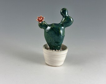 Handmade Ceramic Mini Cactus in Pot | Miniature Decoration