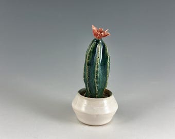 Handmade Ceramic Mini Cactus in Pot | Miniature Pottery Decoration