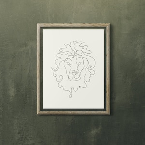 Löwe druckbare Linie Kunst - minimalistischer Löwendruck - Löwe von Jejuda - christliche Wandkunst - christliches Wohndekor - christliche Kunst - druckbar