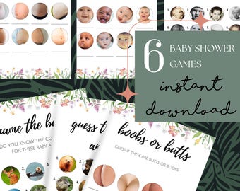 Wildflower Funny Baby Shower Games,Funny Baby Shower Bundle, Baby Shower Package, 6 Games Included, Instant download, Printable Baby Shower