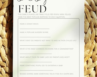 Baby Feud Game Printable | Fun Baby Shower Games Digital Download | Family Feud Questions | Funny Baby Digital
