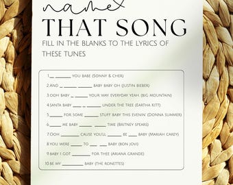 Name That Song Baby Shower Game Printable | Fun Baby Shower Games Digital Download | Word Game Questions | Funny Baby Digital