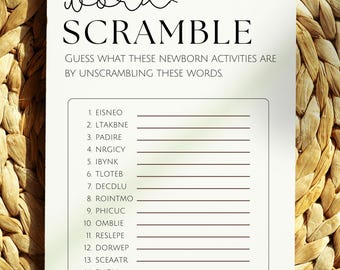 Baby Word Scramble Game Printable | Fun Baby Shower Games Digital Download | Word Game Questions | Funny Baby Digital