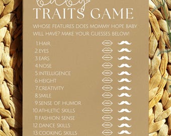 Baby Shower Baby Traits Game Printable | Fun Baby Shower Games Digital Download | Guess the Traits Mommy & Daddy | Funny Baby Boho