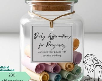 Pregnancy Card Daily Affirmations Jar, Positive Quotes for Self-Care, DIY Printable,Uplifting Gift for Expecting Mothers, Motherhood Present