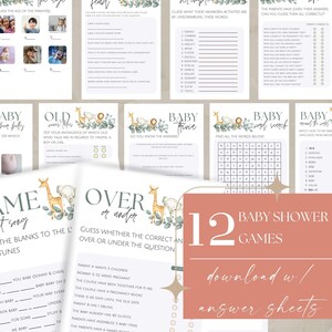 Neutral Baby Shower Game Bundle, Jungle Baby Shower Games Bundle, Baby Game Bundle, Printable Game Bundle, Baby Shower Trivia