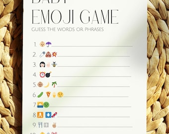 Baby Shower Emoji Game Printable | Fun Baby Shower Games Digital Download | Guess the Emoji Baby Shower Activity | Gender Neutral