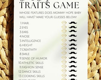 Baby Shower Baby Traits Game Printable | Fun Baby Shower Games Digital Download | Guess the Traits Mommy & Daddy | Funny Baby Digital