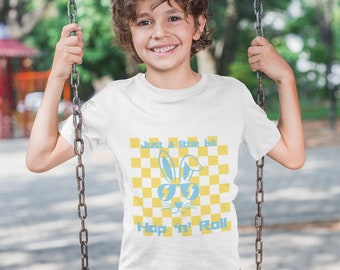 Kids Easter Shirt, Hop ‘n’ Roll Bunny T-Shirt for Kids Easter, Children’s Easter Tee
