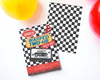 EDITABLE 2nd Birthday Party Invitation, Warped Two-ur Birthday Invitation, Gender Neutral Second Birthday Theme Invite, Last Minute Birthday