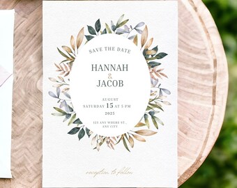 EDITABLE Floral Save the Date, Boho Save the Date, Greenery Save the Date, Natural Save the Date, Neutral, Digital Download Save the Date