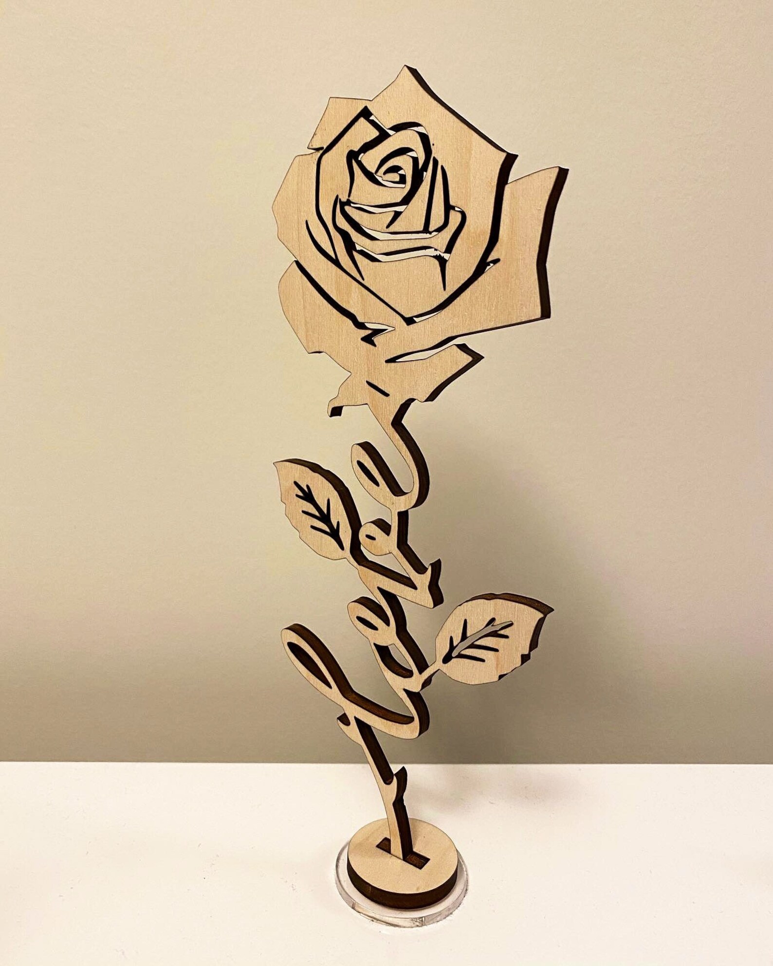 Beautiful Laser Cut Rose with Stand Etsy