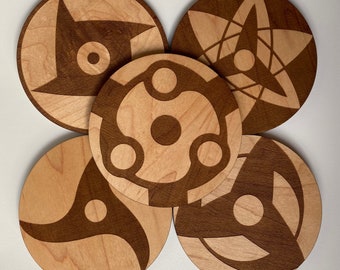 GENSHIN IMPACT Elements Wood Engraved Coaster Set 