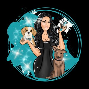 Custom Cartoon Logo for dog groomer, baker, beauty, business, etc.