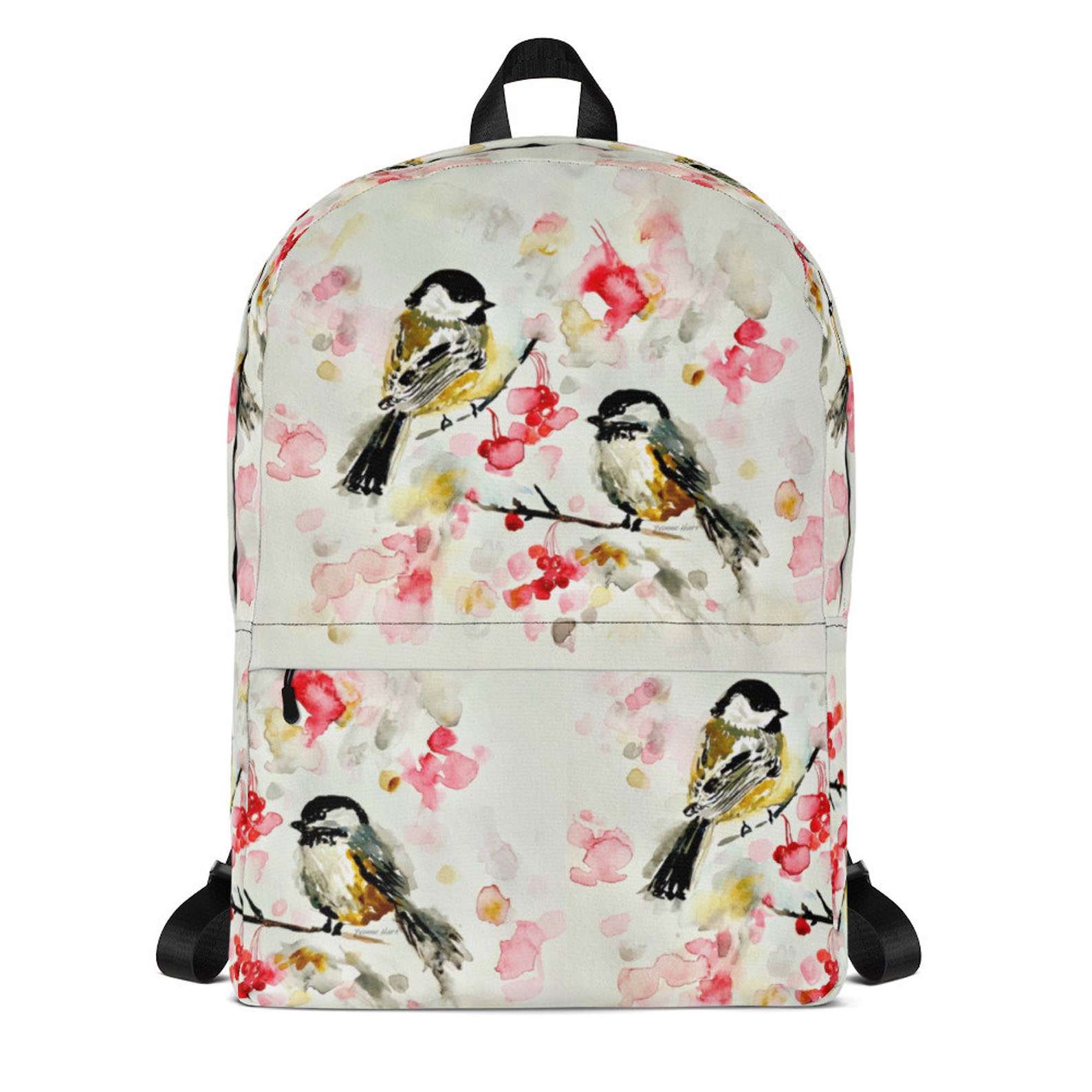 Chickadee Backpack Hand Painted Bird Backpack Print Etsy