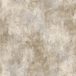 May include: Textured wall covering with a distressed, aged appearance. The surface features a blend of beige, gray, and brown tones, creating a rustic, weathered look. The design has a rough, uneven texture.