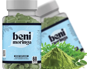 Organic Moringa Oleifera Capsules - 1000mg Superfood Supplement, 60 Count, Non-GMO, Vegan, Natural Vitamin for Women&#39;s Health, Men&#39;s Health