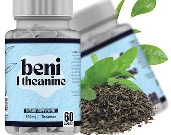L-Theanine 500 mg Capsules | 60 Count  Capsules | Pure Amino Acid Supplement | Non-GMO, Gluten-Free | Premium L-Theanine Dietary Supplement