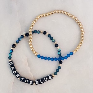 Back The Blue Bracelet, Thin Blue Line Bracelet, Back the Blue Bracelet Set, Gift for Police Officer