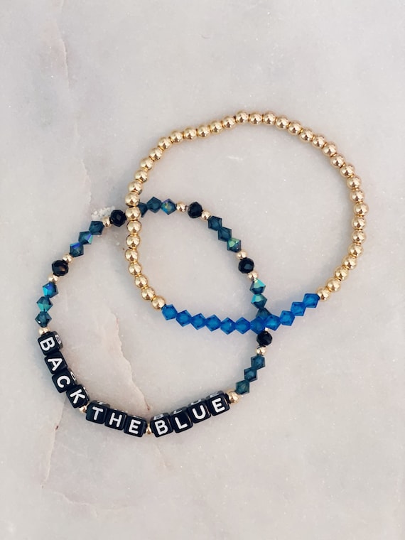 Thin blue line beaded bracelet discount