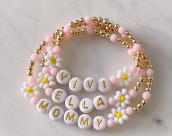 Mama Mini Bracelet Set, Daisy Matching Bracelet, Matching Mother & Daughter Bracelet, Bracelet for Mother's Day