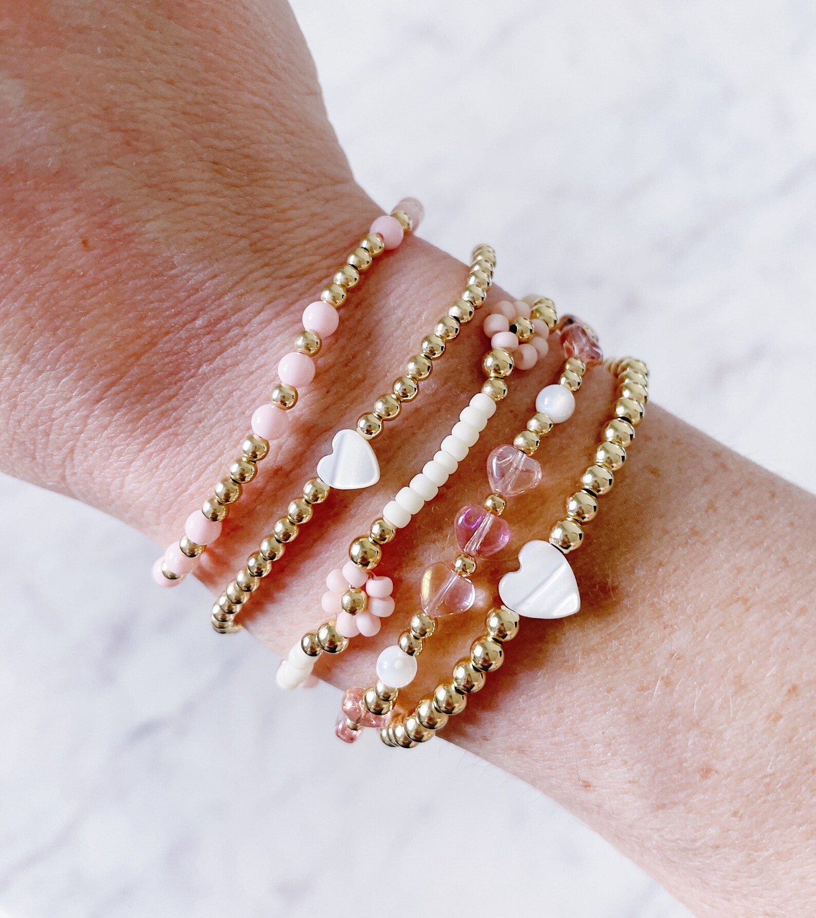 Heart Bracelet Valentines Day Bracelet Pearl Bracelet Gold Etsy