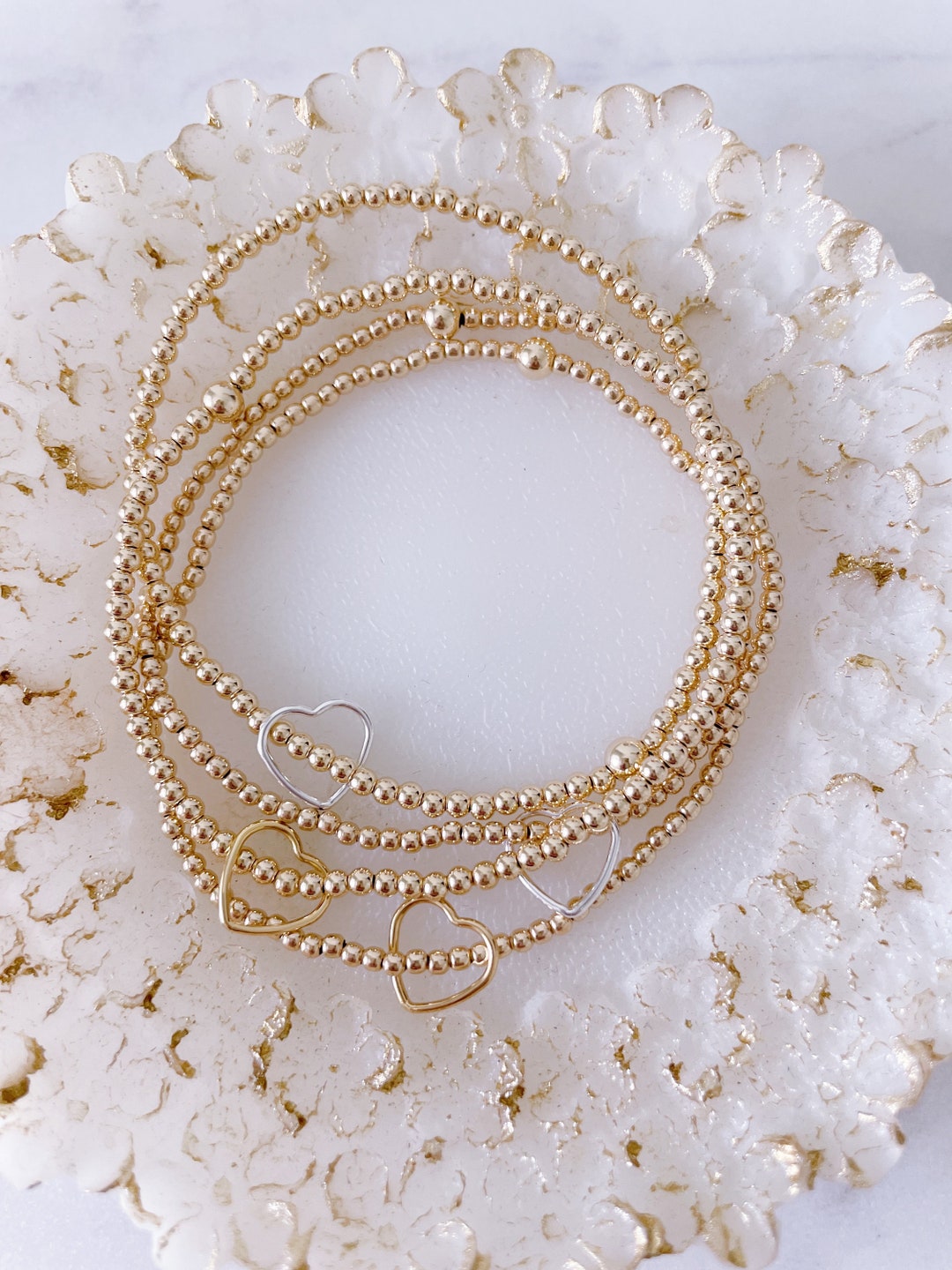 Gold Filled Heart Bracelet, Heart Bracelet, Floater Heart Bracelet, Love Bracelet, Etsy