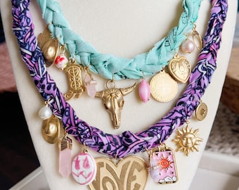 Bandana Charm Necklace, Southwestern Necklace, Charm Necklace