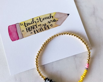 Teacher Appreciation Bracelet, Pencil Bracelet for Teacher, Teacher Bracelets, Teacher Appreciation Gift