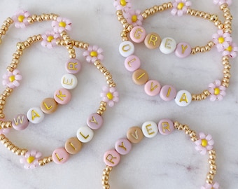 Daisy Bracelet for Kids, Custom Kids Bracelet, Name bracelet for Children