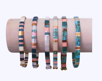 Tila Bead Bracelets, Turquoise Tila Bracelet, Teal Bracelets, Stackable Bracelets