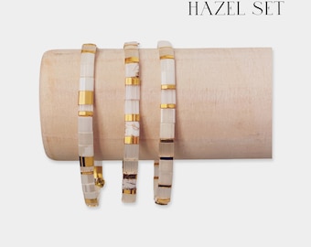Tila Bracelets, Bridal Bracelet Stack, Stackable Bracelets, white bracelets, Neutral Bracelet Stack